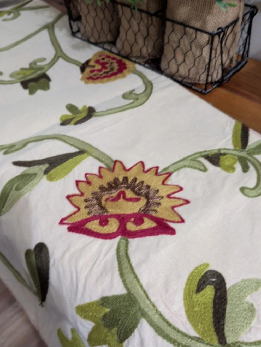 Pier 1 Imports Embroidered Flowers Table Runner